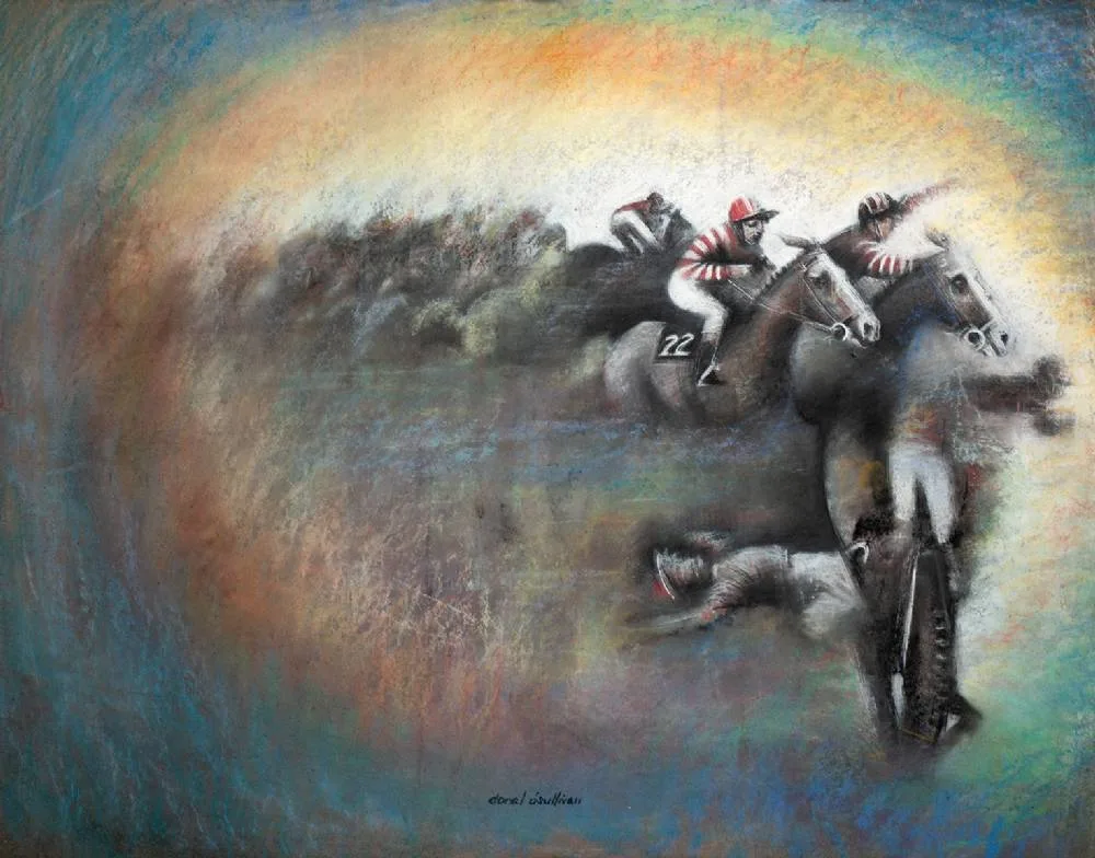 BECHER'S BROOK by Donal O'Sullivan, 1987, pastel, sold Dec 2021