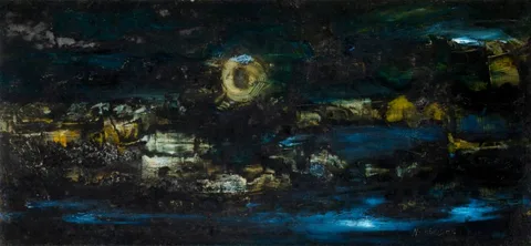 Noel Sheridan, YELLOW MOON, oil on board