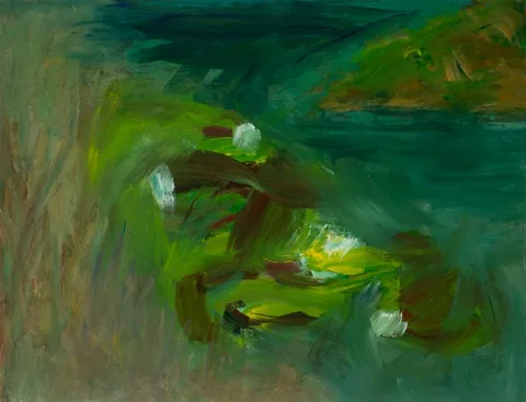 WATERLILLIES by Nancy Wynne-Jones, 1995, acrylic on paper, sold Dec 2021