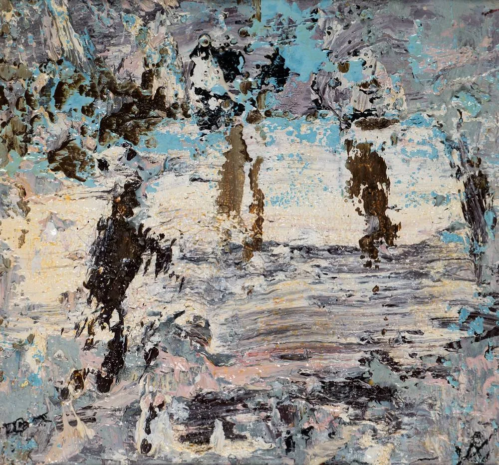 WINTER FIGURES by John Kingerlee, 2021, oil on canvas, sold Dec 2021