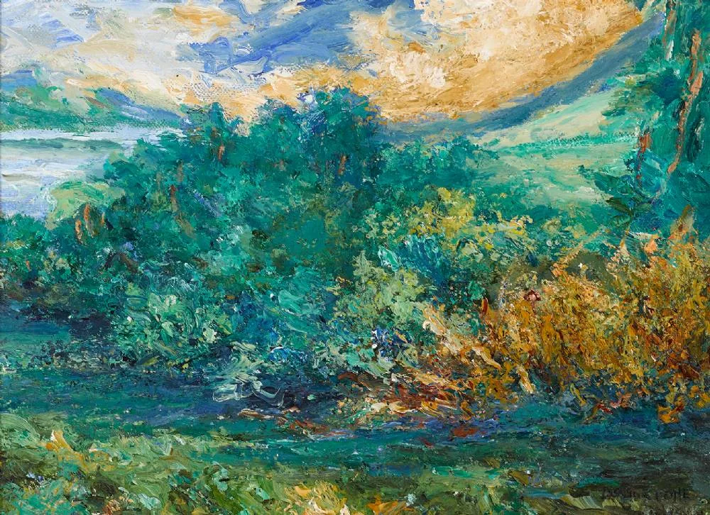 LANDSCAPE by David Crone, oil on board, offered Dec 2021