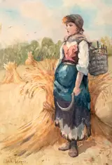 Claude Hayes, GIRL HARVESTING HAY