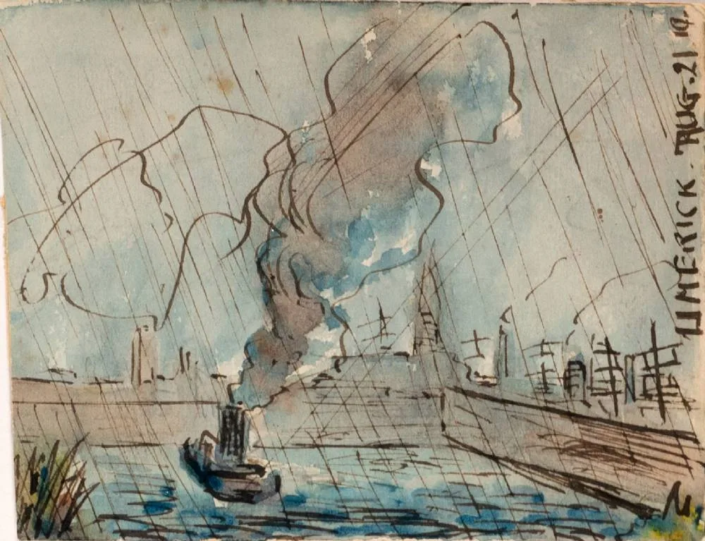 LIMERICK by Robert Gregory, pen and ink with watercolour, sold Dec 2021