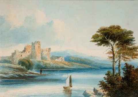 John E. Bosanquet, THE BANKS OF THE AYRE, SCOTLAND, watercolour