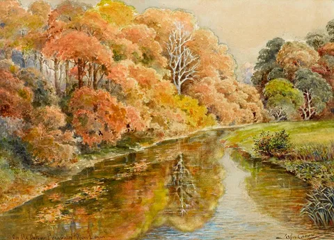 John Carey, ON THE BELVOIR BACKWATER, RIVER LAGAN, watercolour