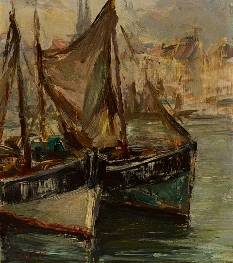 Samuel C. Taylor, BRETON HARBOUR, oil on board