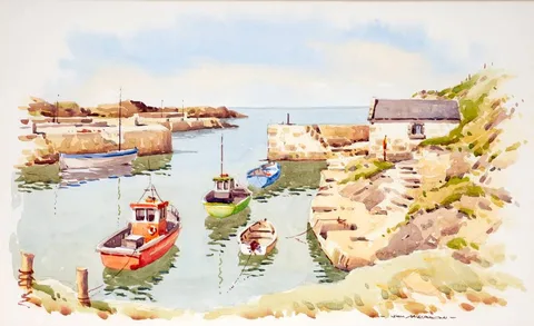 Sam McClarnon, BOAT AT BALLINTOY, COUNTY ANTRIM, watercolour
