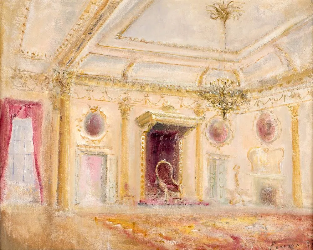 THRONE ROOM, DUBLIN CASTLE by Peter Pearson, 1997, oil on canvas, sold Dec 2021