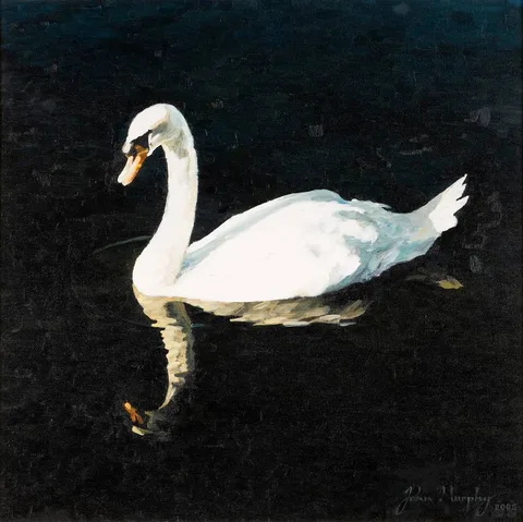 John Murphy, SWAN ON DEEP BLUE, 2005, oil on board