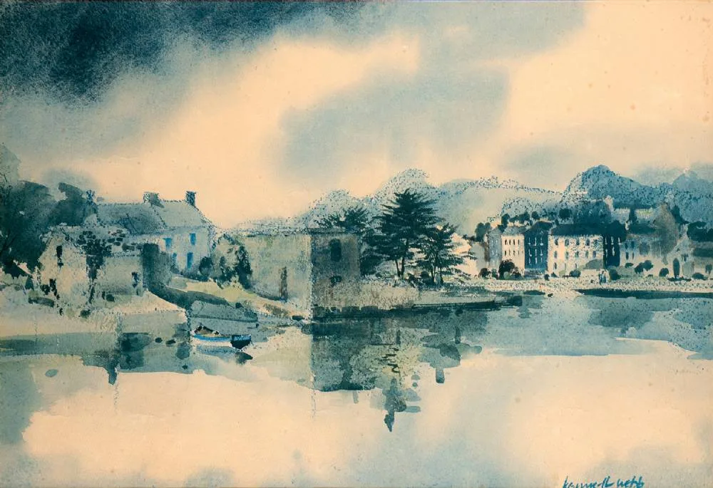 HARBOUR SCENE by Kenneth Webb, print, offered Dec 2021
