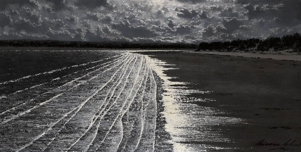 SOUTH STRAND, RUSH, COUNTY DUBLIN by Ciaran Clear, oil on board, sold Nov 2021