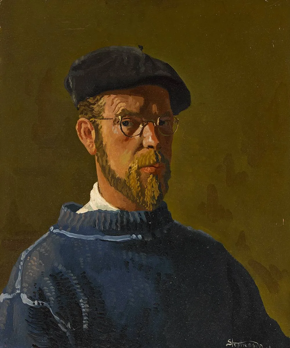 SELF PORTRAIT by Desmond Stephenson, oil on board, sold Nov 2021