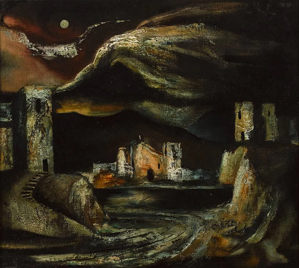 INVENTED LANDSCAPE by Daniel O'Neill, oil on canvas, sold Nov 2021