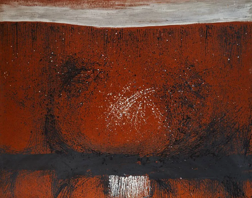 MAGNETIC FIELD by Patrick Scott, 1960, tempera on board, sold Nov 2021