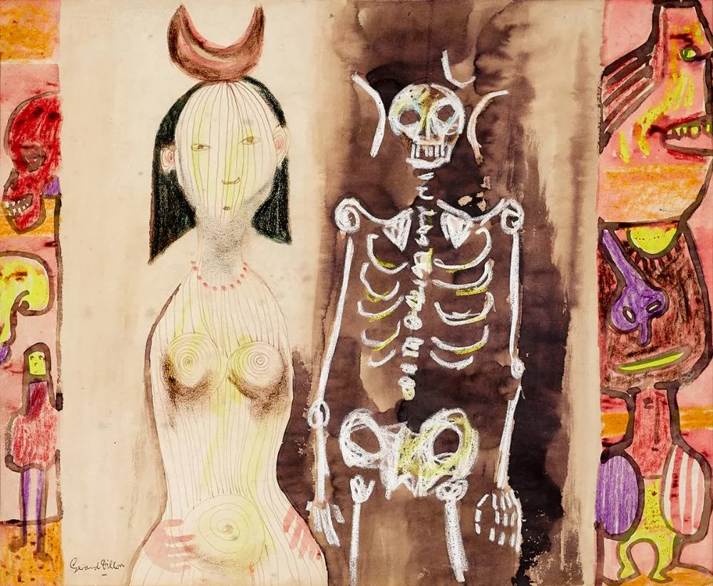 THE MARRIAGE by Gerard Dillon, pencil, pastel and watercolour, sold Nov 2021
