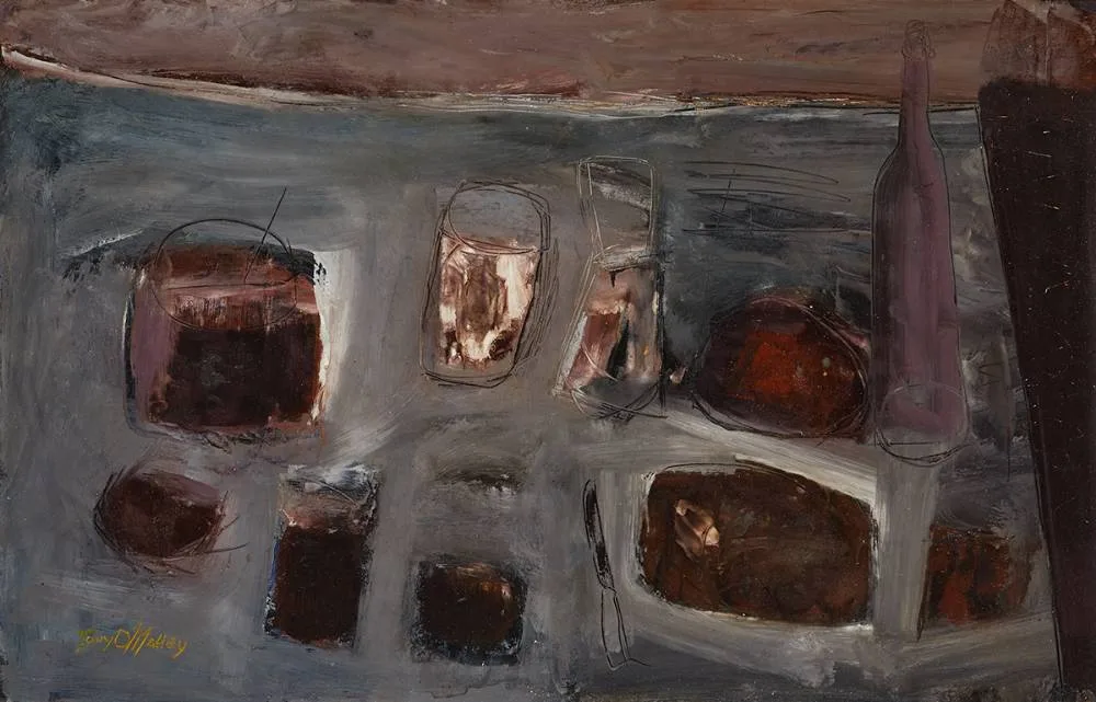 Tony O'Malley, STUDIO TABLE, oil on board