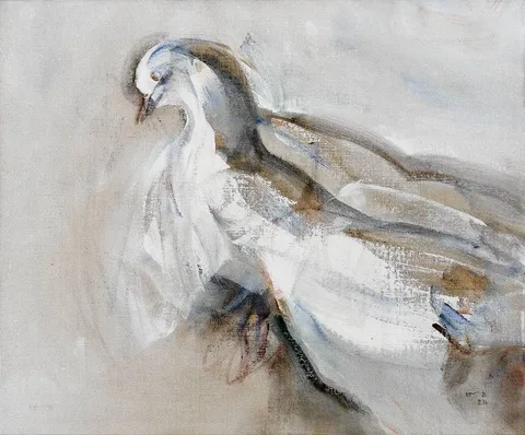 Louis le Brocquy, WOUNDED PIGEON, 1984, oil on canvas