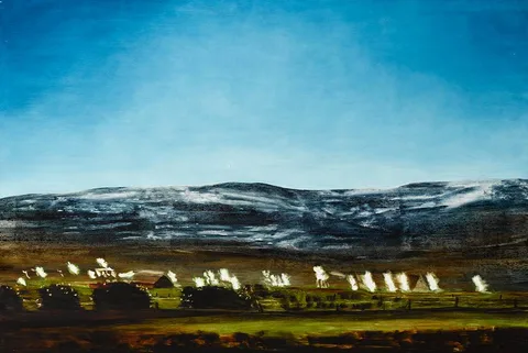 Oliver Comerford, OUT HERE I, 2003, oil on canvas laid on board; (unframed)
