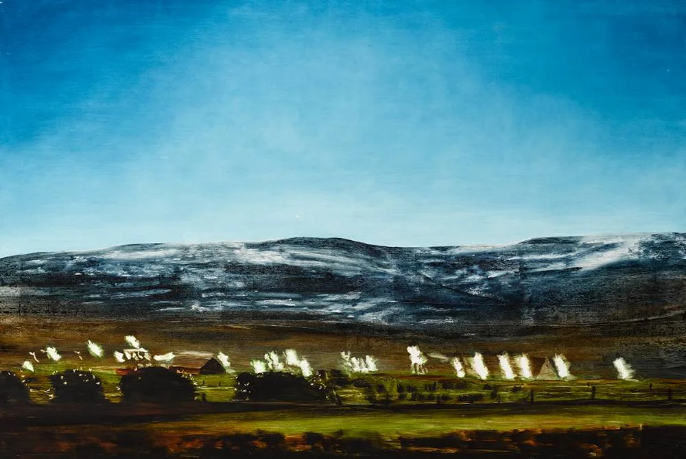 Oliver Comerford, OUT HERE I, 2003, oil on canvas laid on board; (unframed)