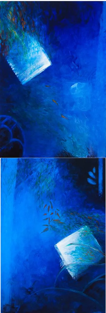 DEEP STREAM, 1990 (DIPTYCH) by Anne Madden, oil on canvas; (unframed), offered Nov 2021