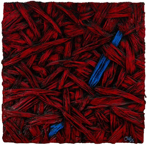Patrick O'Reilly, BLUE STRIPE ON CRIMSON, 2007, oil on canvas; (unframed)