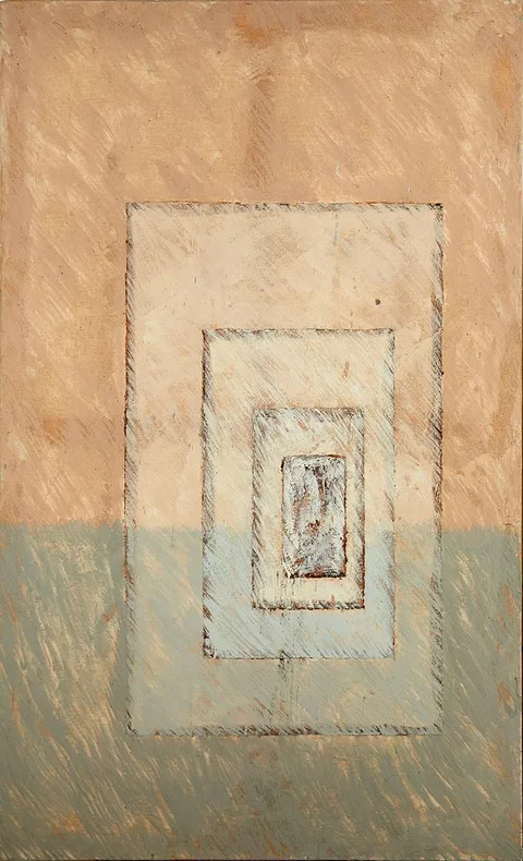 Helen Comerford, ROUSSILLON OCHRE MINES SERIES III, 2004, encaustic on linen; (unframed)