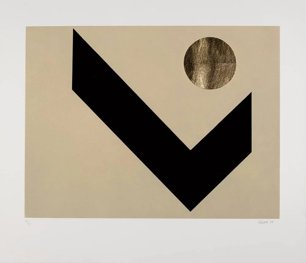 TANGRAM IV by Patrick Scott, 2005, carborundum and gold leaf; (no. 52 from edition of 75), sold Nov 2021