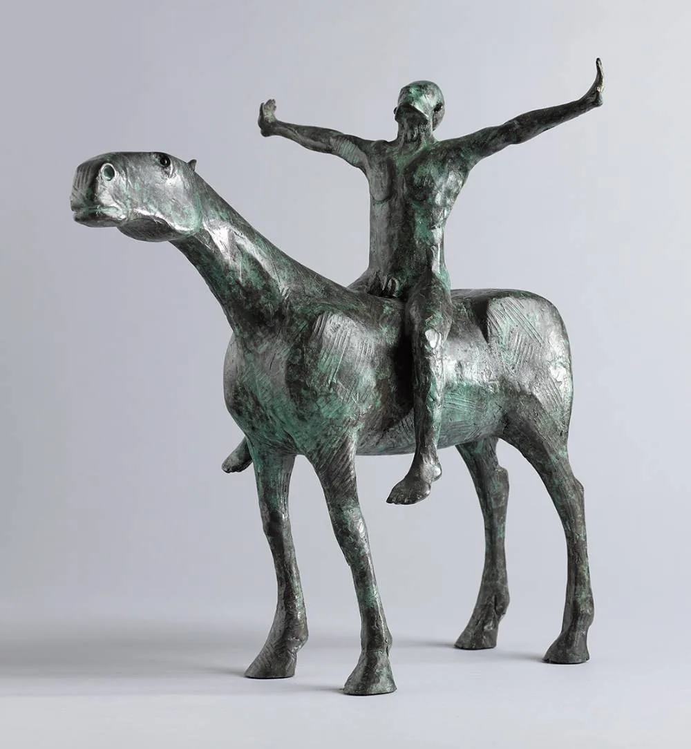 MAN ON HORSE by Anthony Scott, bronze; (no. 1 from an edition of 6), sold Nov 2021