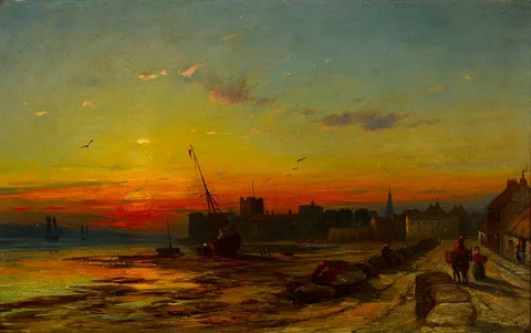 James Francis Danby, SUNSET AT CARRICKFERGUS, COUNTY ANTRIM, 1856, oil on canvas