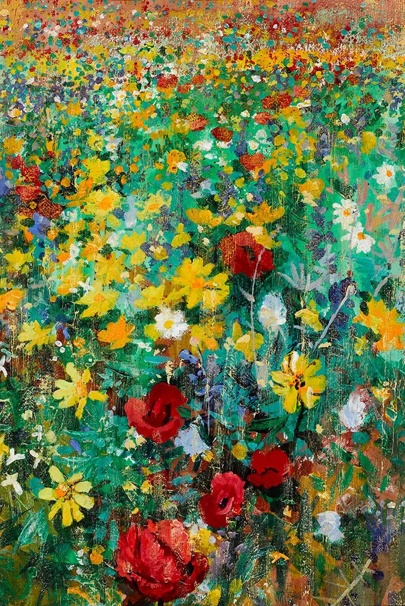 MEADOW FLOWERS by Kenneth Webb, gouache, sold Nov 2021