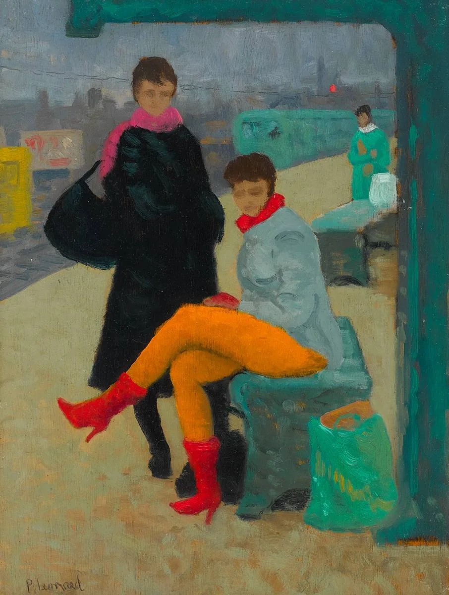 WAITING FOR THE DART by Patrick Leonard, oil on board, sold Nov 2021
