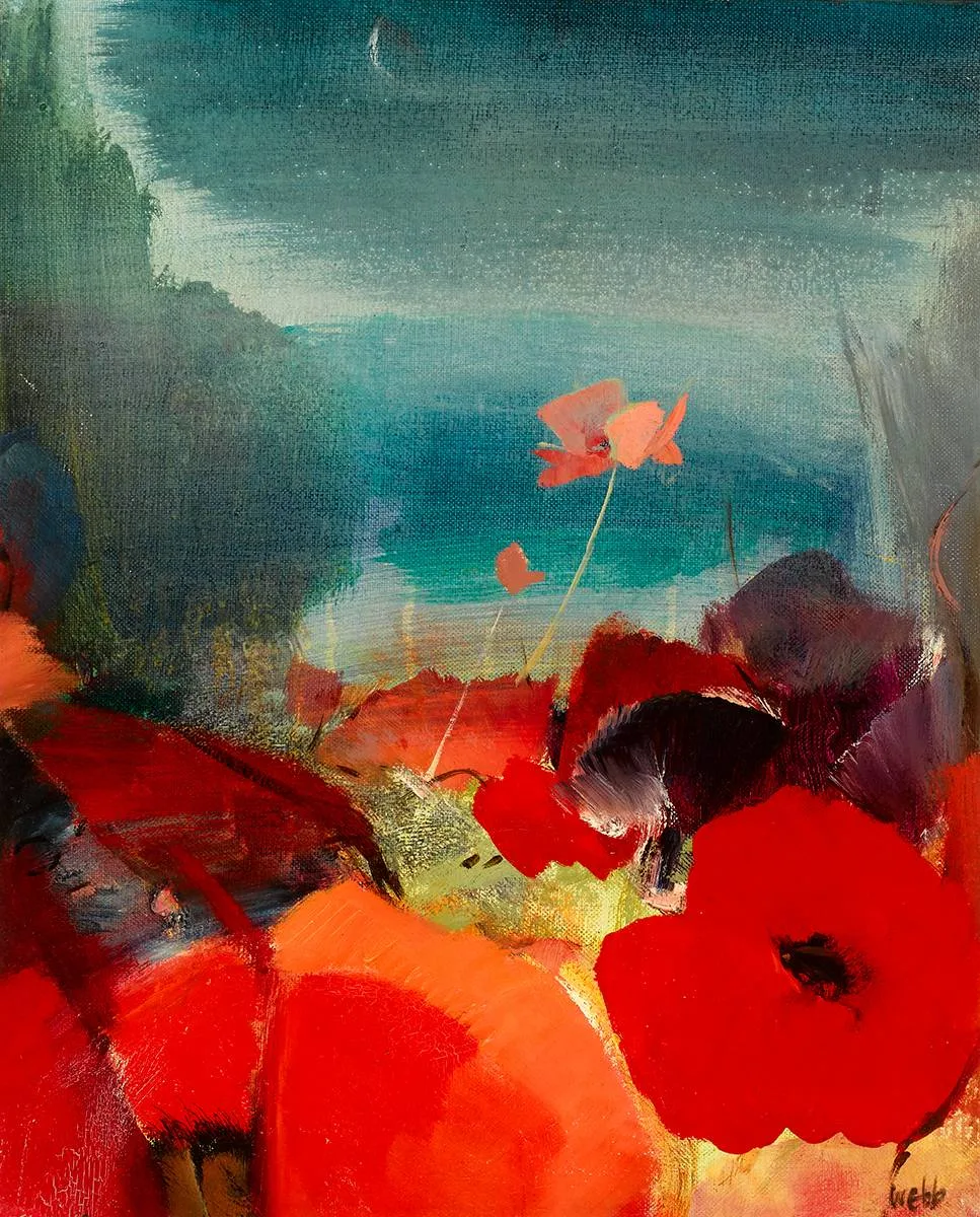 POPPIES by Kenneth Webb, oil on board, sold Nov 2021