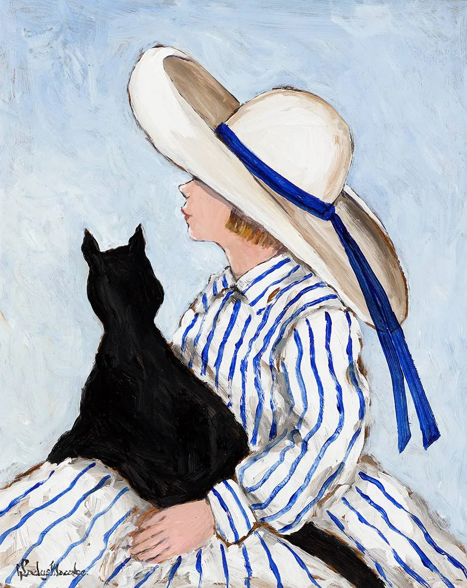 ISABEL WITH HER CAT by Gladys Maccabe, oil on board, sold Nov 2021