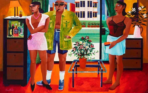 APARTMENT SCENE by Graham Knuttel, oil on canvas; (unframed), sold Nov 2021