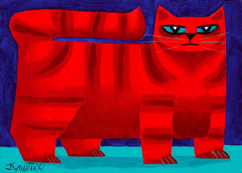 CAT by Graham Knuttel, oil on canvas, sold Nov 2021
