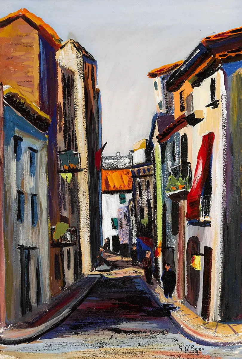 STREET SCENE by Gretta O'Brien, oil on board, offered Oct 2021