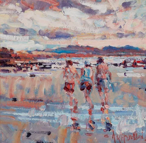 Arthur K. Maderson, AFTERNOON STROLL, ROUNDSTONE, CONNEMARA, oil on panel