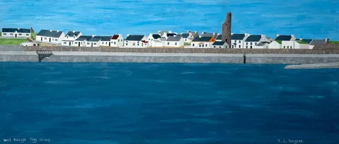 WEST VILLAGE, TORY ISLAND, COUNTY DONEGAL by Ruairi Rodgers, oil on board, offered Oct 2021