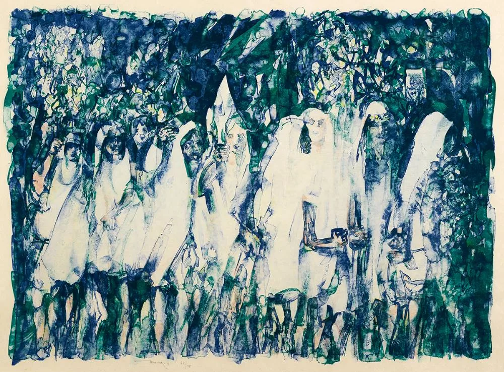 PROCESSION WITH LILLIES by Louis le Brocquy, 1991, lithograph; (no. 63 from an edition of 75), sold Oct 2021