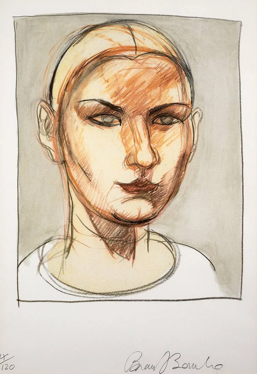 Brian Bourke, HEAD STUDY, lithograph; (no. 4 from an edition of 120)