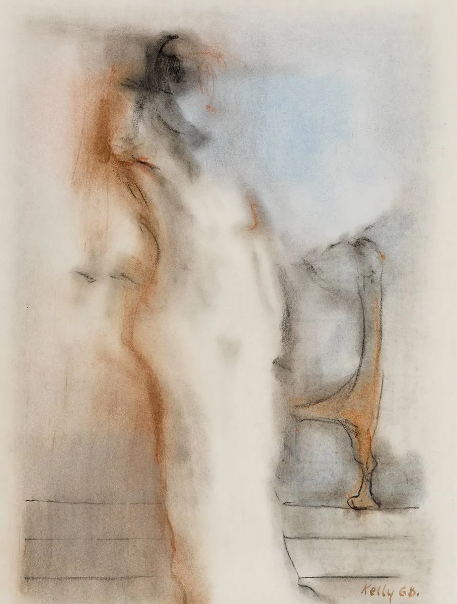 FIGURE STUDY by John Kelly, 1968, pastel, sold Oct 2021