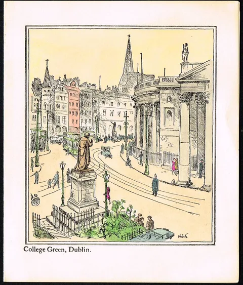 Hilda Roberts, DUBLIN SCENES (SET OF FOUR), hand-coloured Cuala press prints; (4); (unframed)