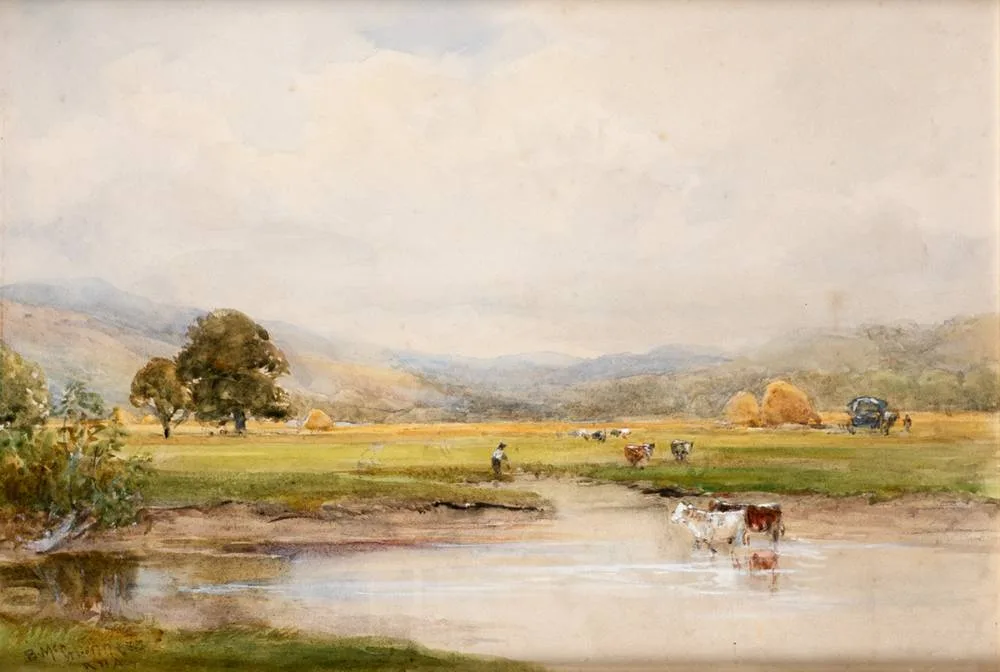 SUMMERTIME by William Bingham McGuinness, watercolour heightened with white, sold Oct 2021