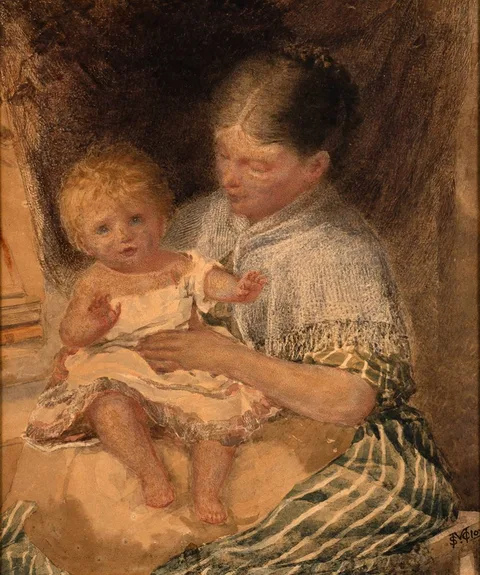 Samuel McCloy, THE BABY, HIS DAUGHTER ELIZABETH, c. 1870, watercolour