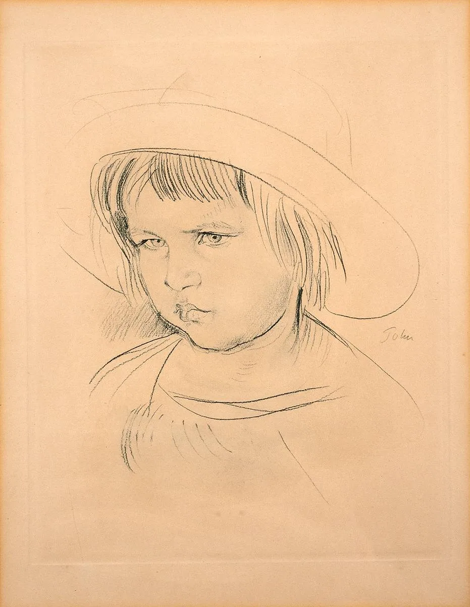 Augustus John, PORTRAIT OF A YOUNG GIRL, print
