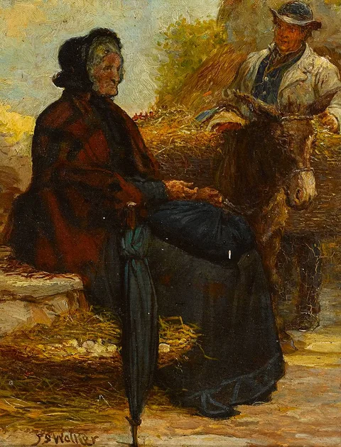 Francis S. Walker, GALWAY WOMAN, MARKET DAY, oil on panel