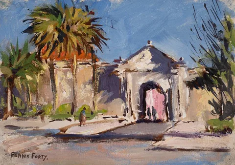 ARRAHIDA and PORTAO DE QUARTEL, CASCAIS, 1966 [A PAIR] by Frank Forty, oil on canvas mounted on card; (2); (unframed), offered Oct 2021
