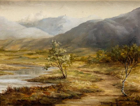 Eileen Meagher, CARAGH RIVER, COUNTY KERRY, oil on board