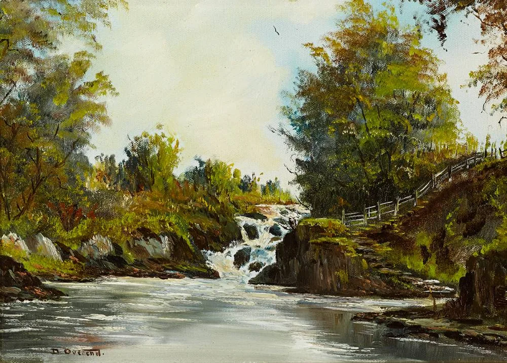 WATERFALL by David Anthony Overend, oil on canvas, offered Oct 2021