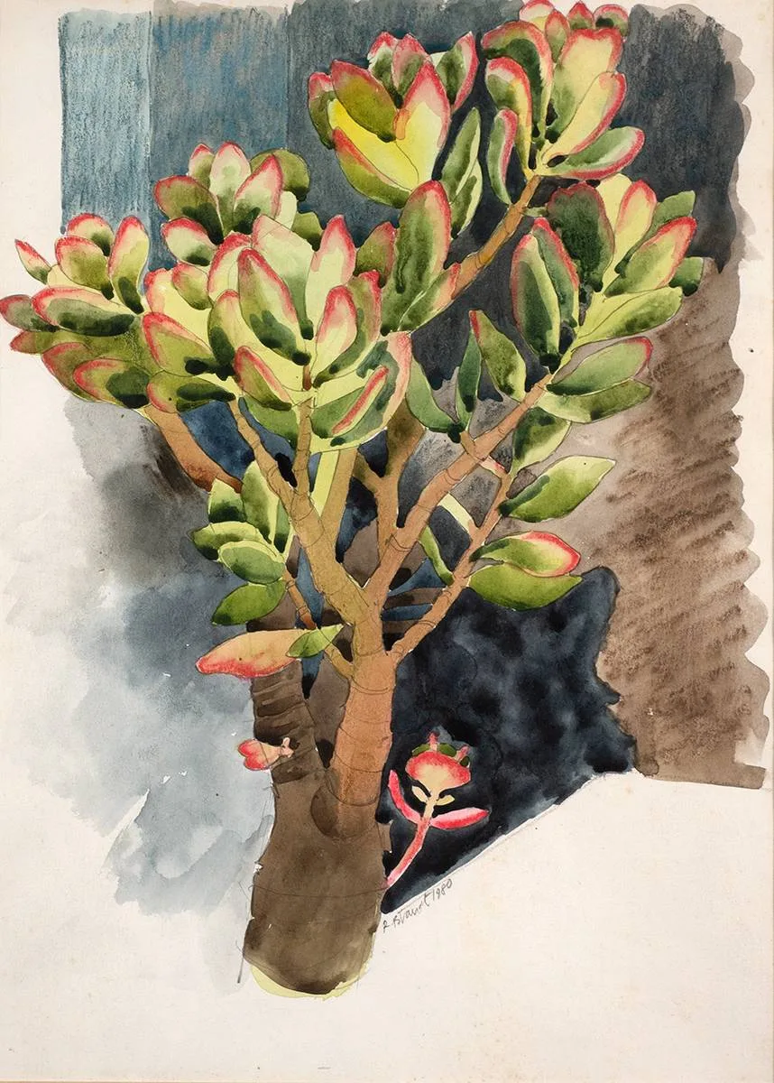 THE MONEY TREE by Ruth Brandt, 1980, watercolour, crayon and pencil, sold Oct 2021